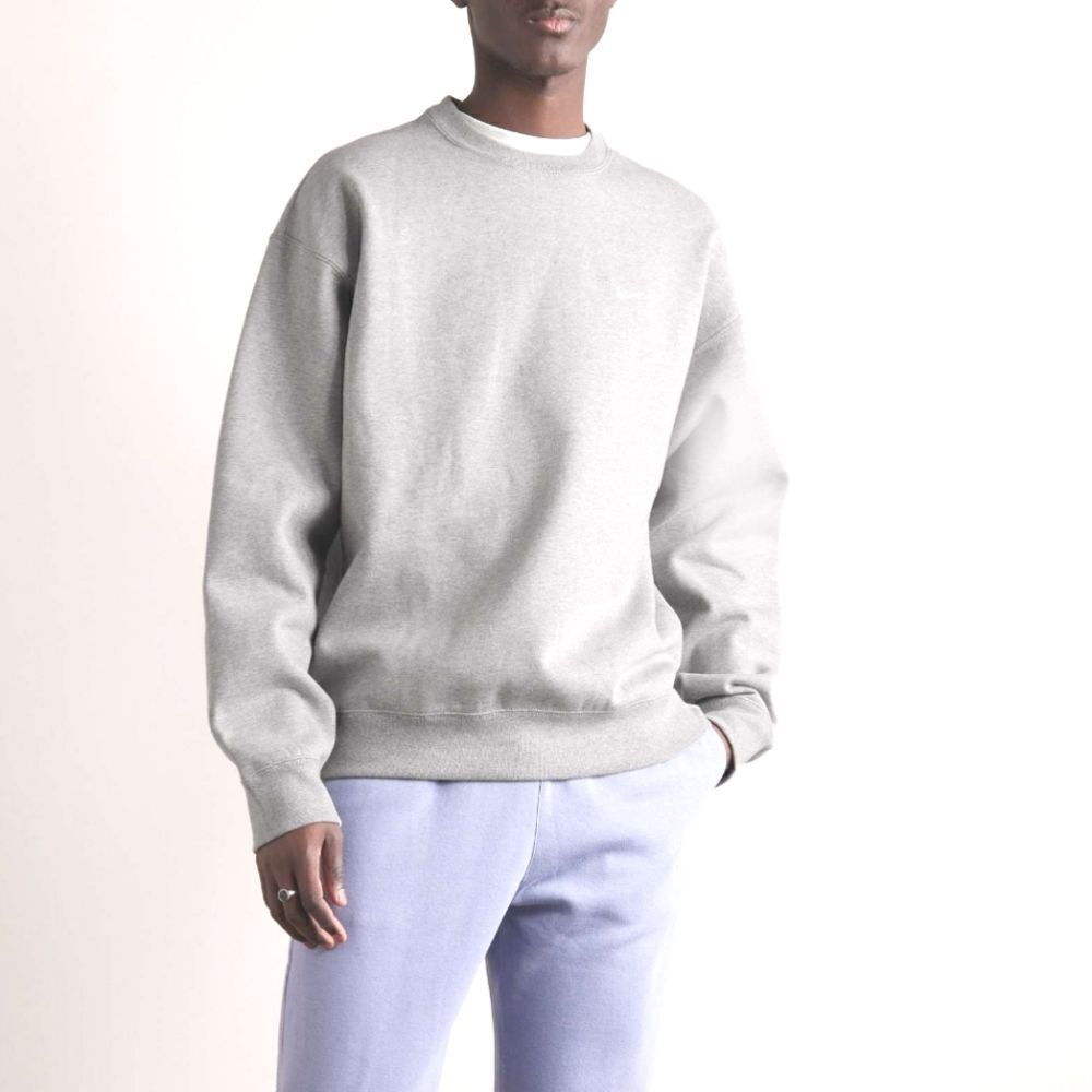 Nike Solo Swoosh Crewneck Sweatshirt Heather Grey XS Unisex Fleece DX1361-051 LE - Picture 10 of 13